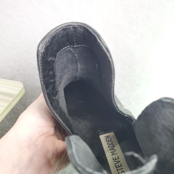 Sz 7 Steve Madden Conspire Booties Black Studs Studded Leather Ankle Boots - Picture 10 of 11